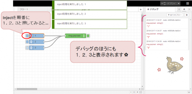 デバックに表示される